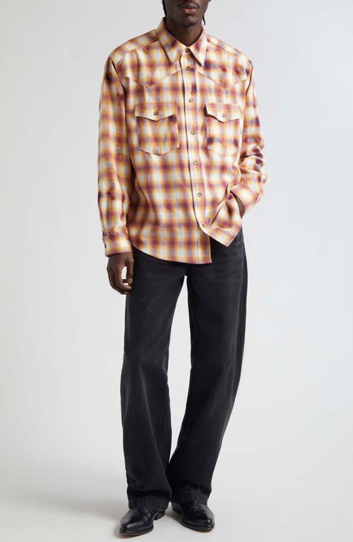 Shop Isabel Marant Sulivan Plaid Cotton Button-up Shirt In Midnight/red