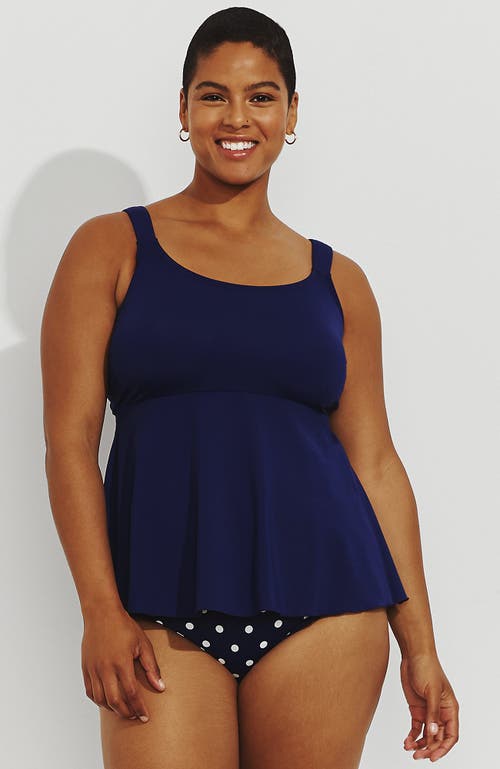 LANDS' END LANDS' END PLUS SIZE ADJUSTABLE SCOOP NECK FLUTTER TANKINI TOP