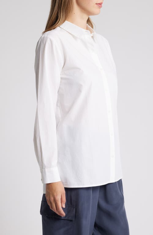 Eileen Fisher Classic Collar Easy Organic Cotton Button-up Shirt In White
