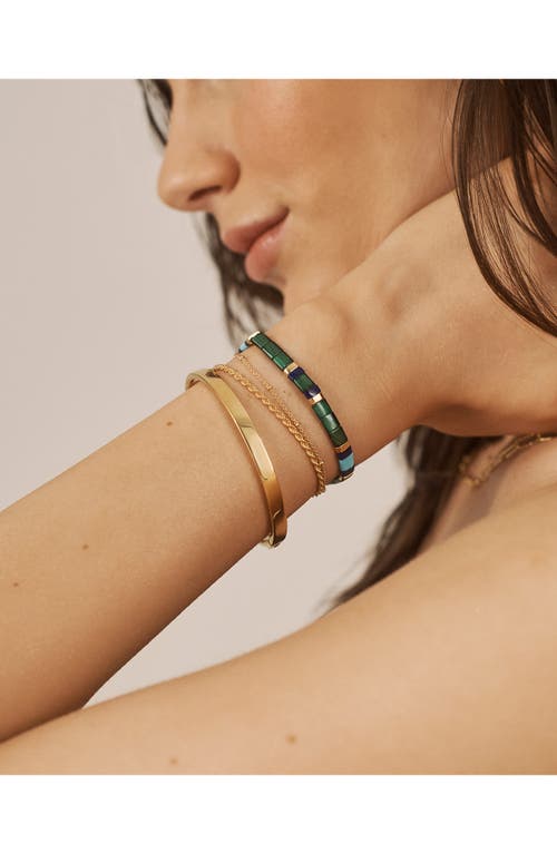 Shop Monica Vinader Delphi Malachite Friendship Bracelet In 18ct Gold Vermeil/ss