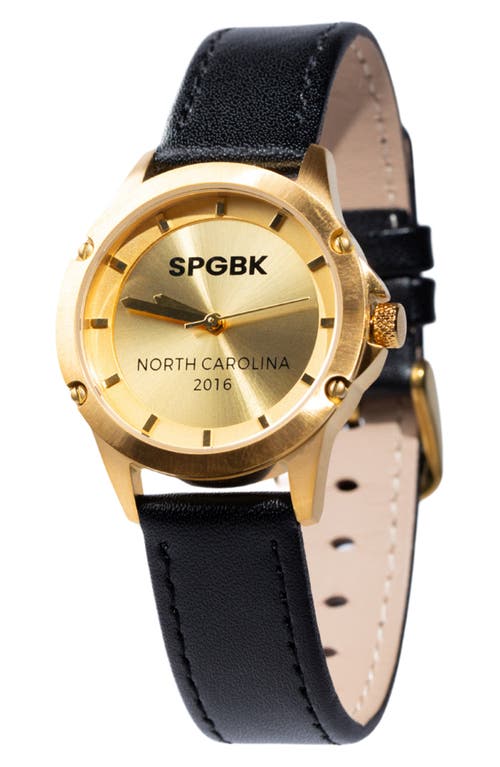 SPGBK Watches Margaret Leather Strap Watch, 44mm in Gold at Nordstrom