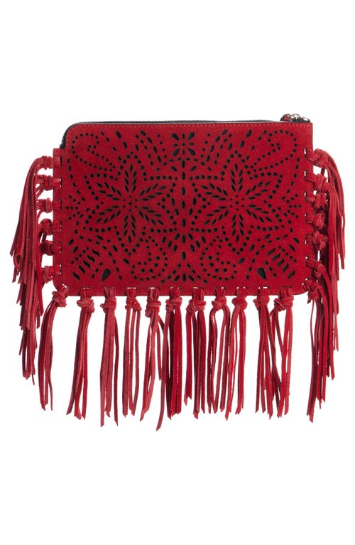 Shop Isabel Marant Oskan Laser Cut Suede Pouch In Red