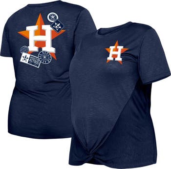 New Era Navy Houston Astros Plus Size Two-Hit Front Knot T-Shirt