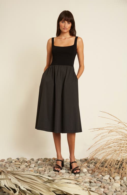 LUXELY LUXELY AURA MIXED MEDIA MIDI TANK DRESS