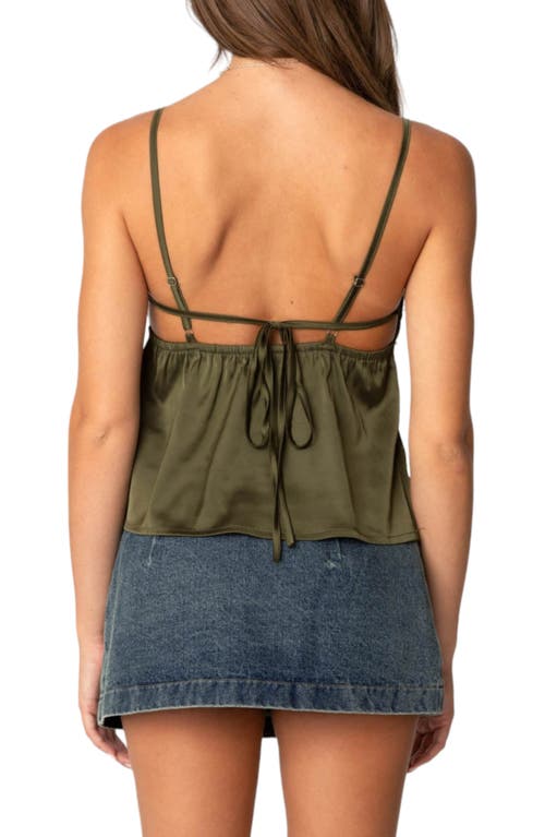 Shop Edikted Blanca Lace Trim Satin Camisole In Green