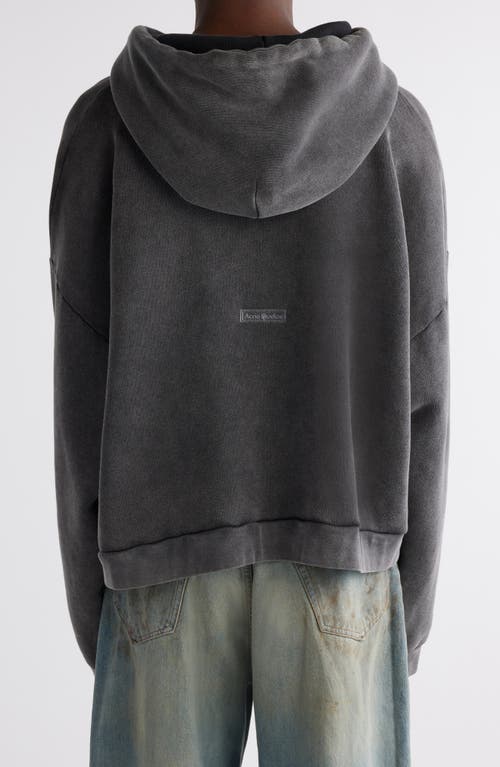 Acne Studios Logo Patch Cotton Hoodie In Faded Black