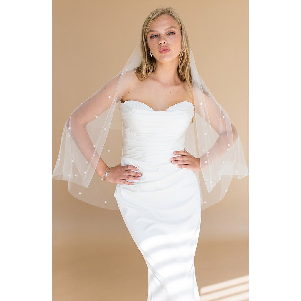 Brides And Hairpins Brides & Hairpins Adalet Crystal Embellished Elbow Veil In Ivory