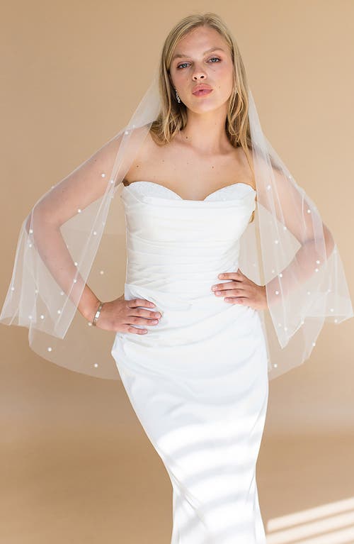 Brides And Hairpins Brides & Hairpins Adalet Crystal Embellished Elbow Veil In Ivory