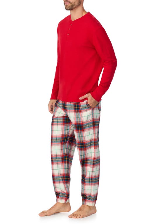 Shop Bedhead Pajamas Long Sleeve Henley Pajama Top & Flannel Pajama Pants Set In Winter Tartan