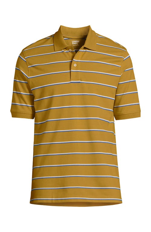 Shop Lands' End Short Sleeve Comfort-first Mesh Polo Shirt In Spicy Mustard Stripe