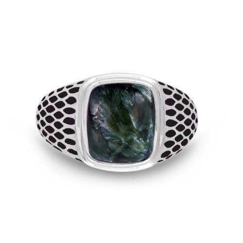 Luvmyjewelry Seraphinite Sterling Silver Men Signet Ring In Green
