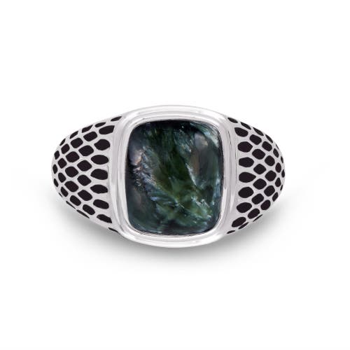 Shop Luvmyjewelry Seraphinite Sterling Silver Men Signet Ring In Green