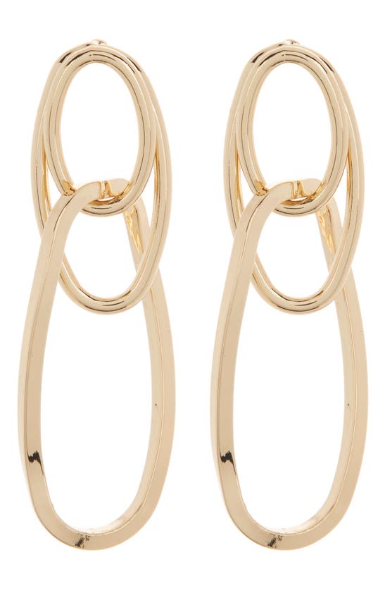 Anne Klein Caramel Double Hoop Drop Earrings In Gold