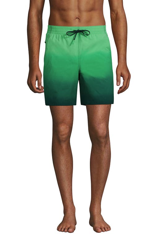 Shop Lands' End 7" Volley Swim Trunks In Deep Balsam/wintergreen Ombre