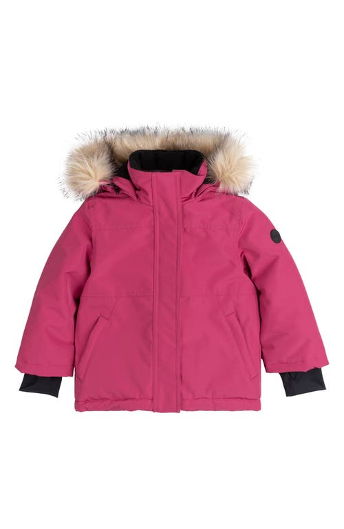 MILES THE LABEL Kids' Water Resistant Coat with Removable Hood in Dark Pink 