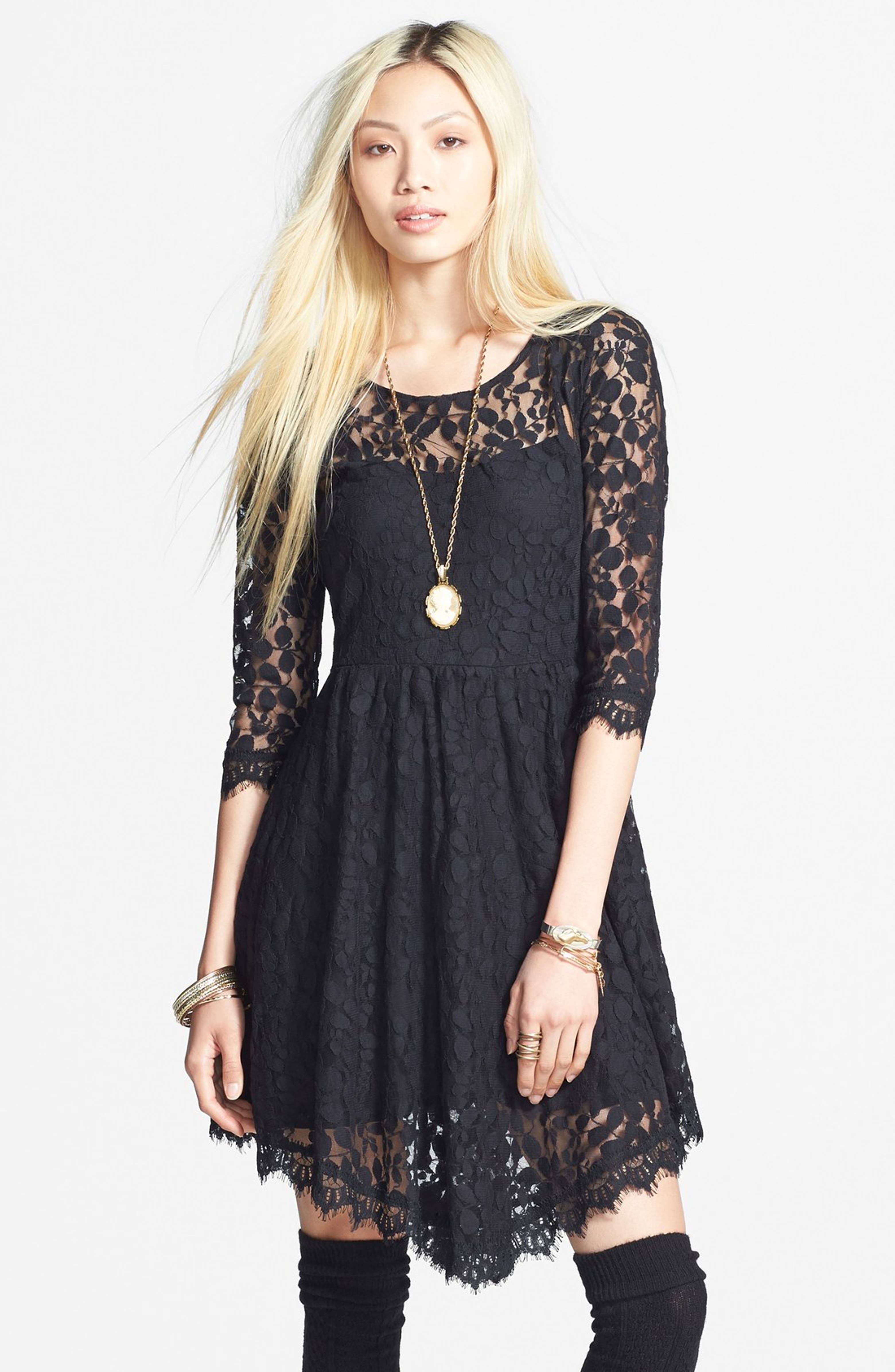 Free People Floral Mesh Fit & Flare Dress | Nordstrom