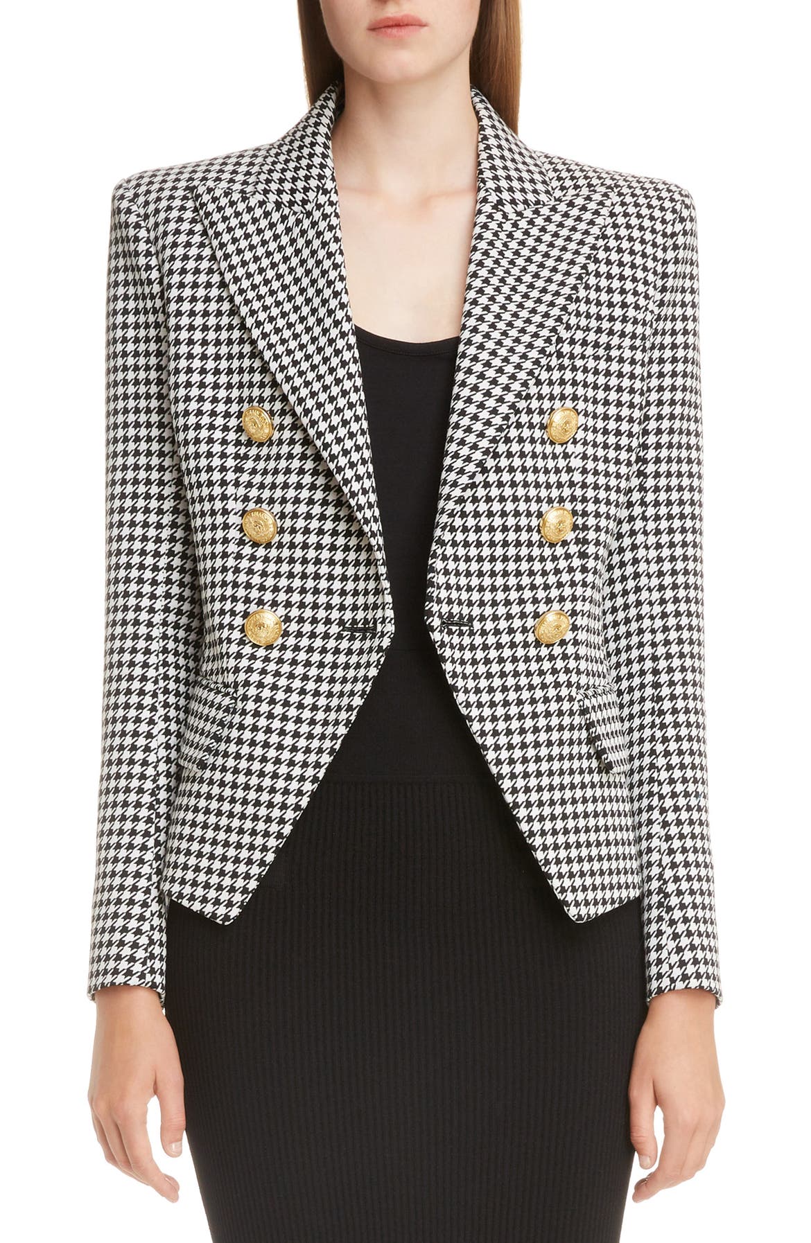 Balmain Double Breasted Houndstooth Blazer | Nordstrom