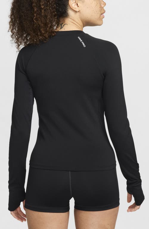 Nike Women's Pro Dri-fit Long-sleeve Top In Black/white