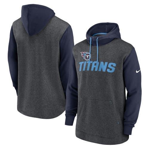 UPC 604200000558 product image for Men's Nike Heathered Charcoal/Navy Tennessee Titans Surrey Legacy Pullover Hoodi | upcitemdb.com