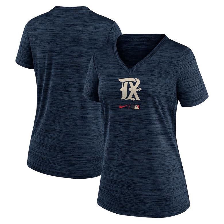 Women's Nike Navy Texas Rangers 2023 City Connect Velocity Practice  Performance V-Neck T-Shirt