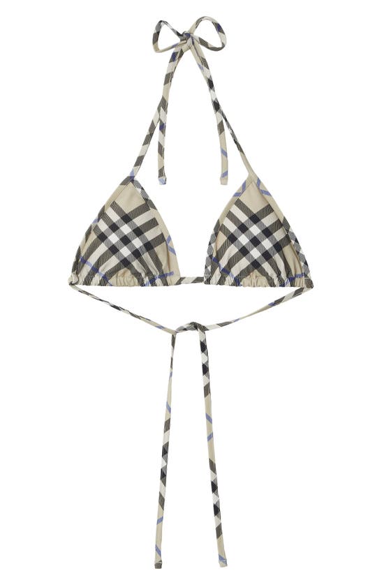 Shop Burberry Classic Check Triangle String Bikini Top In Lichen Ip Check