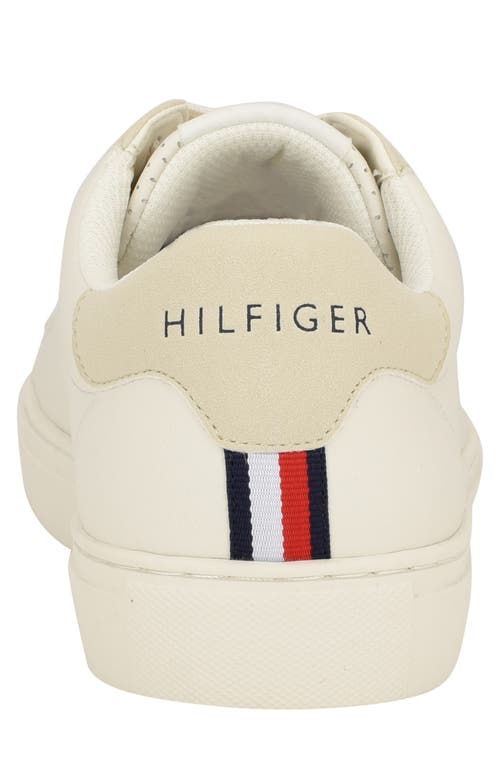Tommy Hilfiger Men's Faux Leather Low Top Sneakers In Ivory