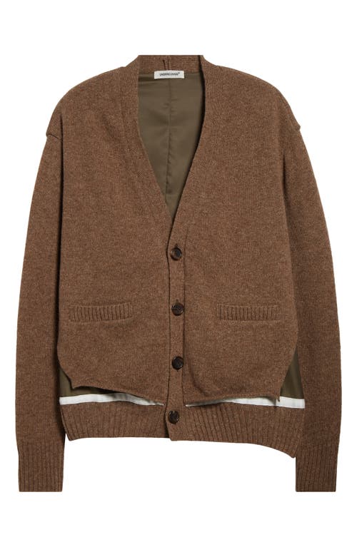 Shop Undercover Spliced Mixed Media Cardigan In Light Brown