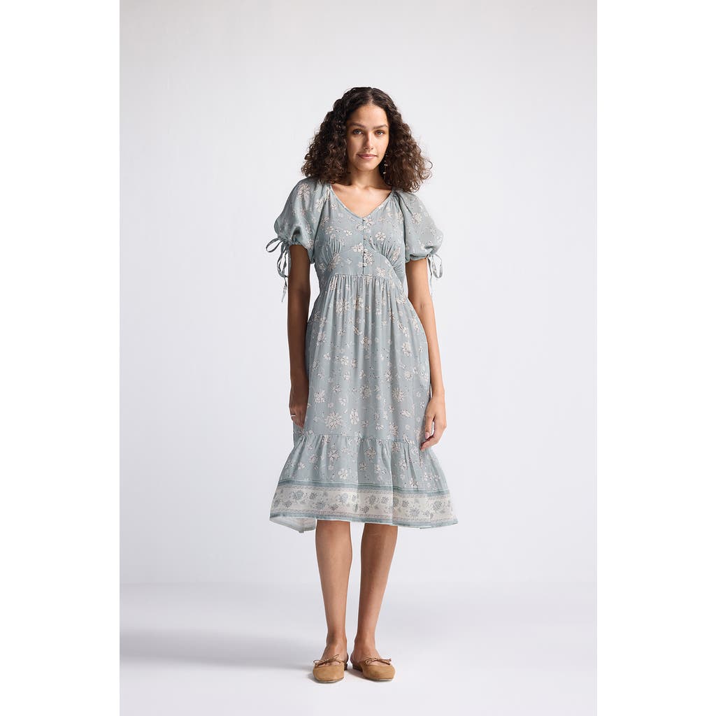 Reistor Puff Sleeve Midi Dress In Sage Green In Serene Symphony