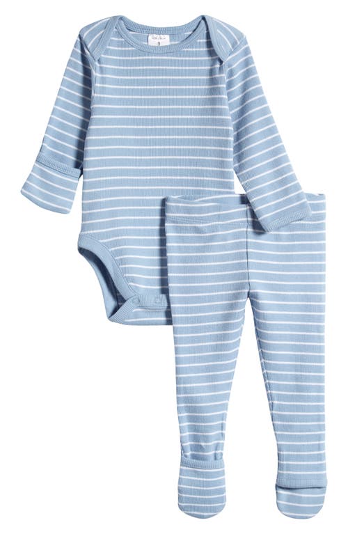 Shop Nordstrom Stripe Bodysuit & Convertible Footed Pants Set In Blue Worn Brett Stripe