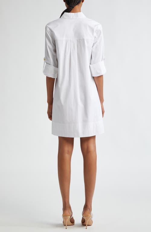 Shop Veronica Beard Saude Long Sleeve Cargo Shirtdress In White