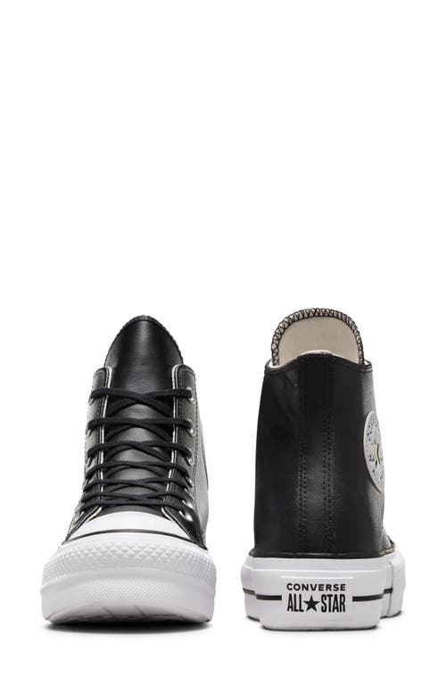 Shop Converse Chuck Taylor® All Star® Lift High Top Leather Sneaker In Black/black/white