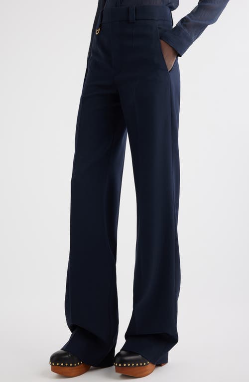 Shop Chloé High Waist Wide Leg Wool Trousers In Eclipse Blue