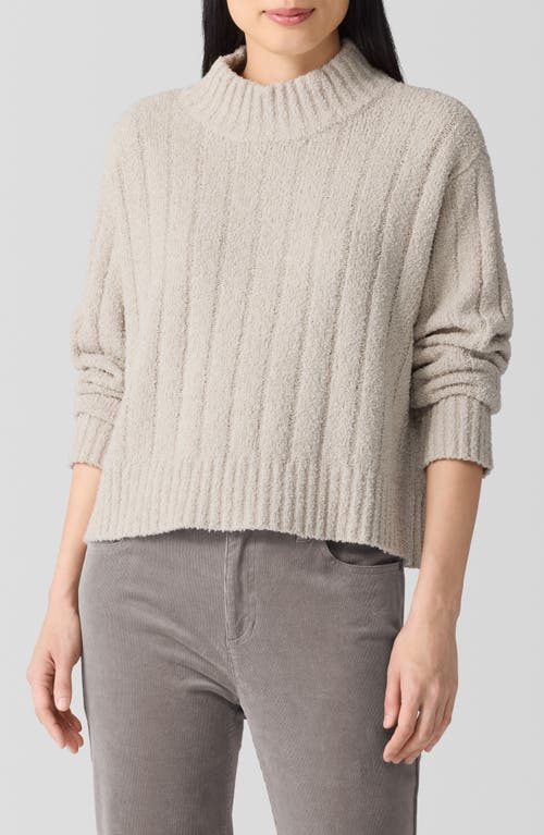 Shop Eileen Fisher Mock Neck Ribbed Sweater In Chalk