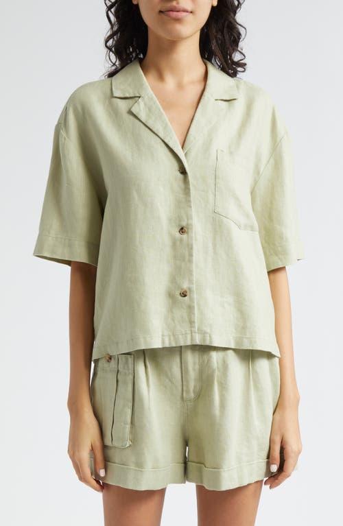 Shop Atm Anthony Thomas Melillo Heavyweight Linen Camp Shirt In Morning Mist