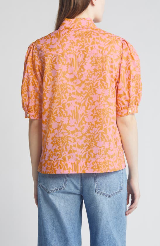 Shop Liberty London Floral Puff Sleeve Cotton Shirt In Yellow