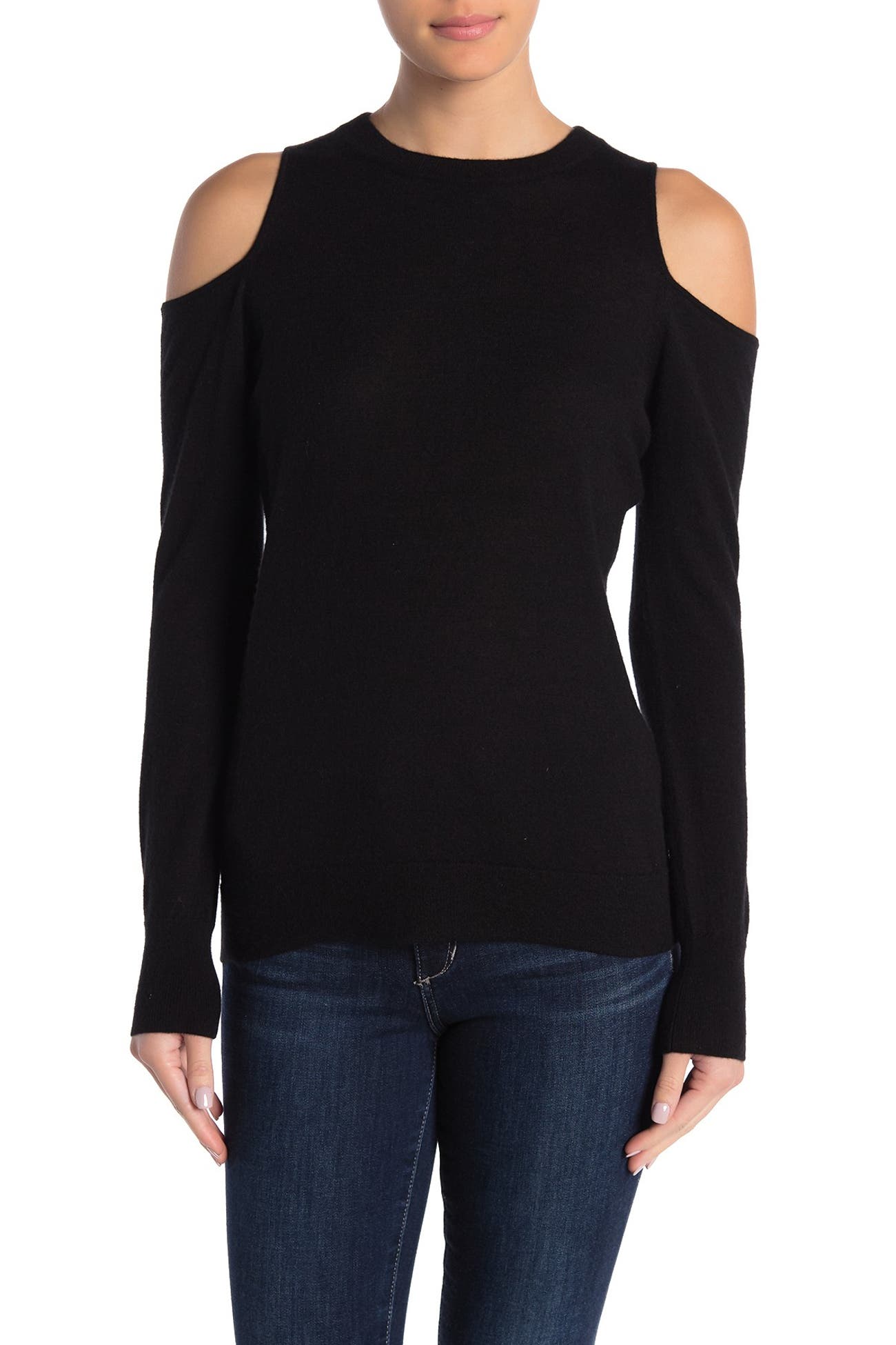 THE CASHMERE PROJECT California Classic Cold Shoulder Cashmere Sweater Nordstrom Rack