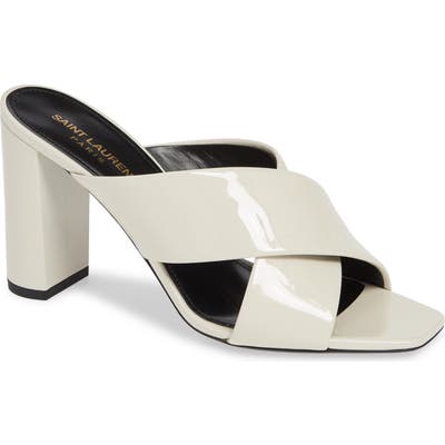Saint Laurent Loulou Slide Sandal, White