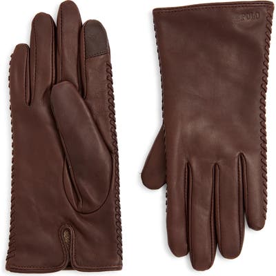 Polo Ralph Lauren Whipstitch Leather Gloves, Brown