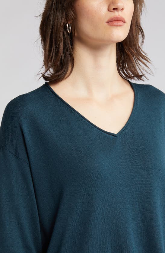 Eileen Fisher V-neck Cotton & Tencel® Lyocell Blend Jumper In Alpine ...