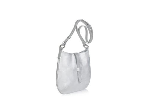 Shop Joanna Maxham Tulip Crossbody Bag In Silver Pebbled