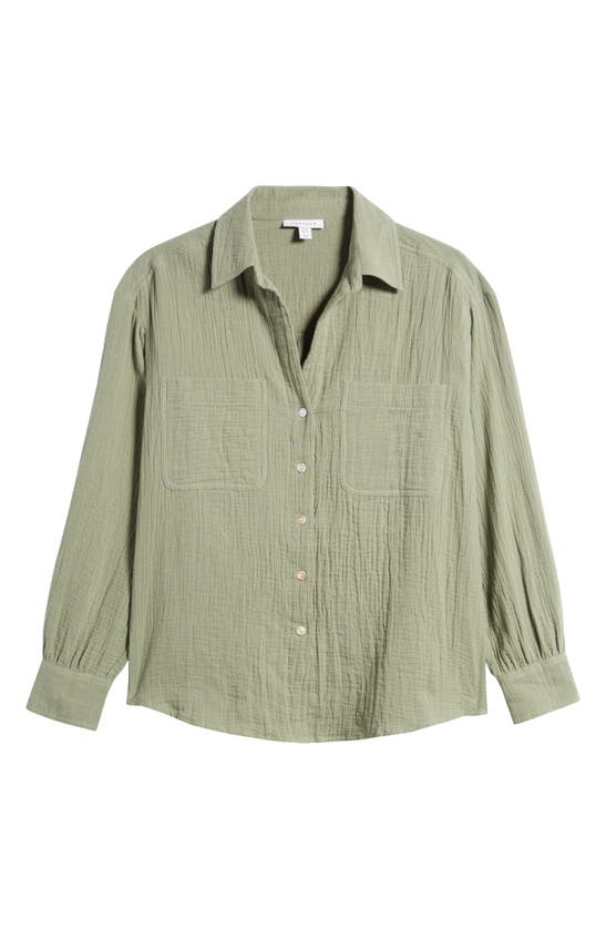 Shop Topshop Casual Cotton Button-up Shirt In Khaki