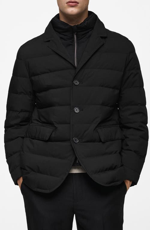 Shop Mango Water Repellent & Windproof Down & Feather Puffer Jacket With Removable Zip Bib In Black