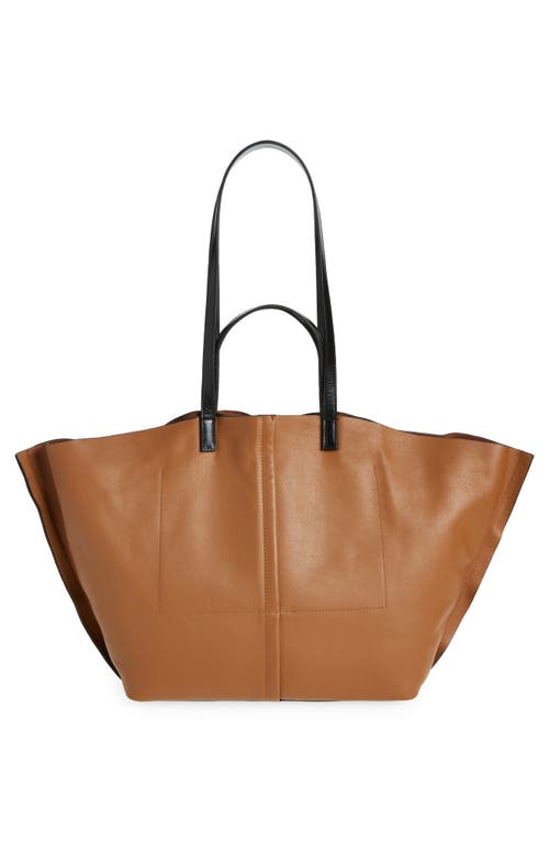 Shop Allsaints Phoenix Leather East/west Tote In Sepia Brown