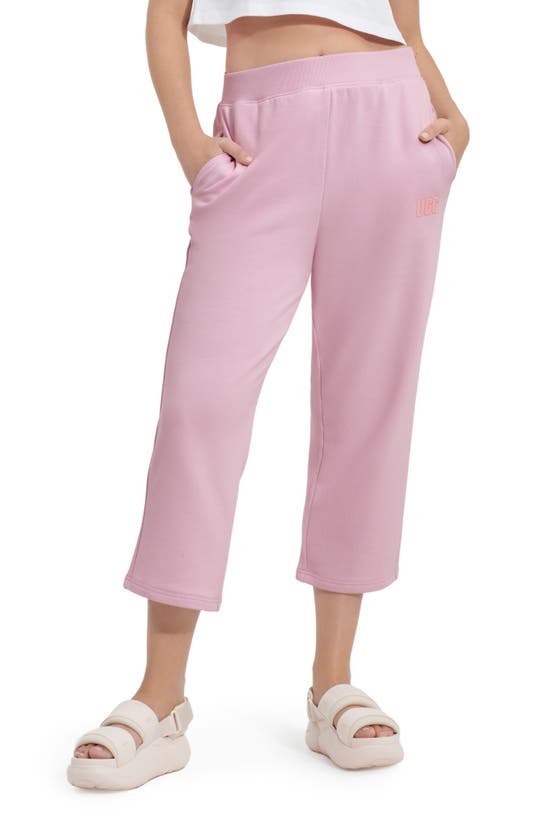 Ugg Keyla Crop High Waist Cotton French Terry Lounge Pants In Dusty Lilac