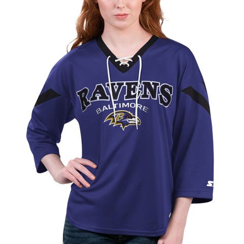 Women's Starter Purple Baltimore Ravens Line Up Satin Full-Snap Varsity Jacket