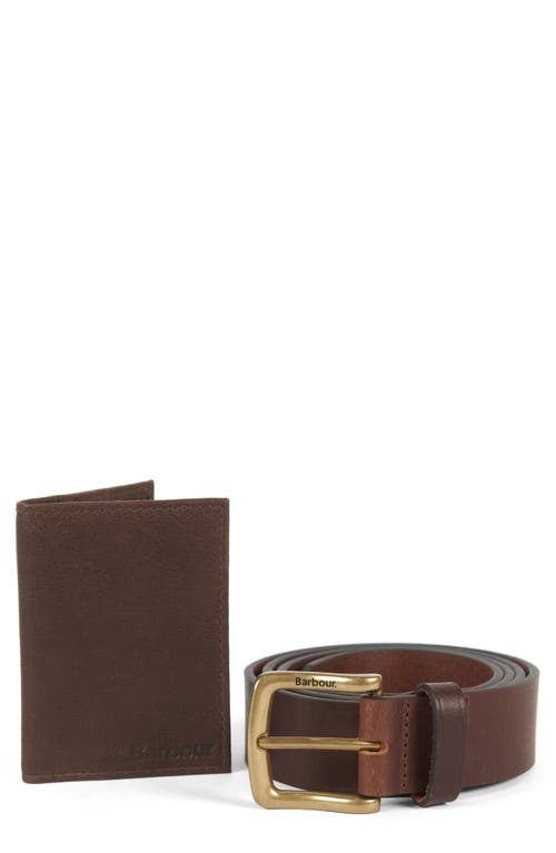 Haydon Leather Wallet & Belt Gift Set in Dk Brown