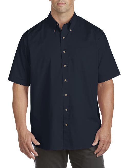 Harbor Bay Easy-care Solid Sport Shirt In Navy