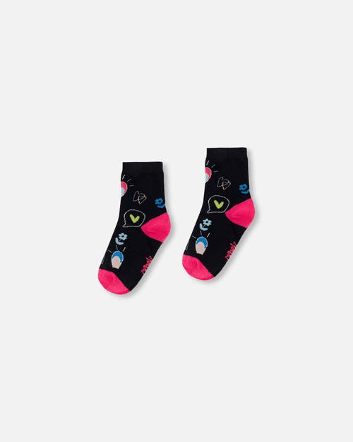 Deux Par Deux Girl's Jacquard Socks Black at Nordstrom