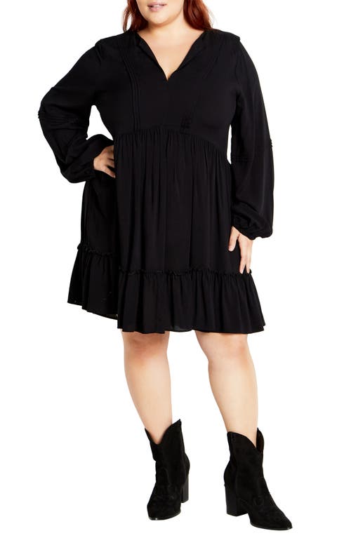 City Chic Alinda Long Sleeve Dress In Black