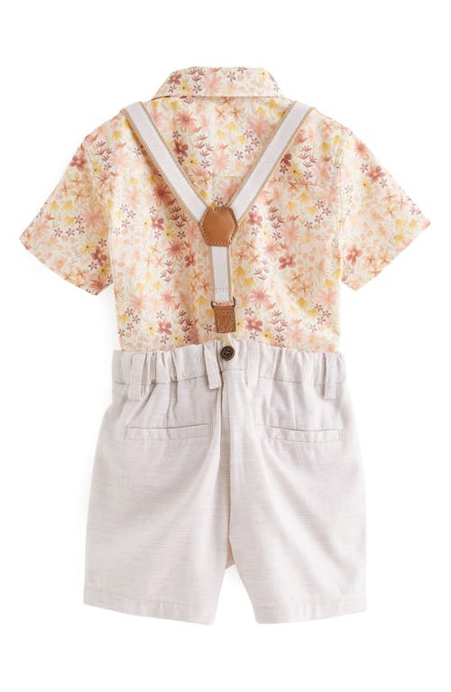 Shop Next Kids' Floral Shirt, Shorts, Tie & Suspenders Set In Pink